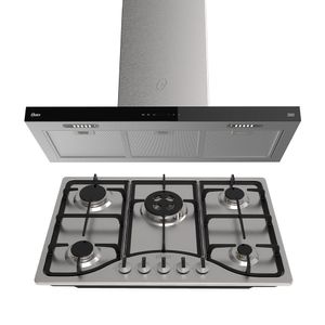 Kit Inox Cooktop a Gás 5 Bocas e Coifa de Ilha 90 cm Oster