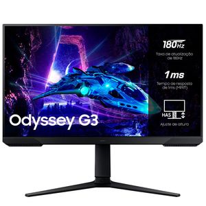 Monitor Gamer Odyssey G3 27" Samsung com 3,000:1(Typ.), FHD, 180Hz, 1 ms - LS27DG300ELXZD