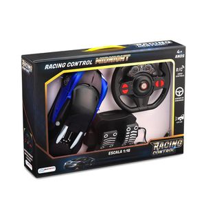 Carrinho com Volante e Pedal Racing Control Midnight Preto e Azul Multikids - BR1146 BR1146