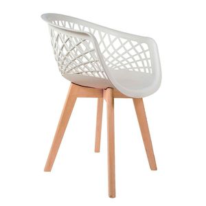 Cadeira De Jantar Cozinha Moderna Web Wood Com Base Madeira Branca