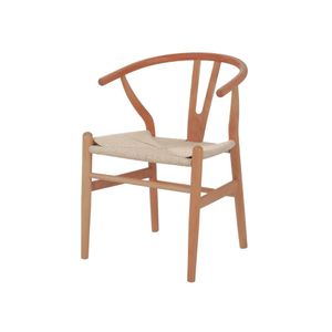 Cadeira Moderna De Jantar Cozinha Eventos WishBone Madeira Com Assento Rattan Natural