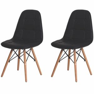 Conjunto 2 Cadeiras Estofadas De Jantar Cozinha Charles Eames Botonê Captonê Preta