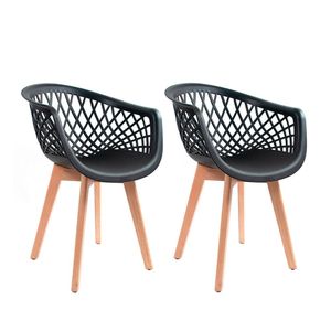 Conjunto 2 Cadeiras De Jantar Cozinha Moderna Web Wood Com Base Madeira Preta