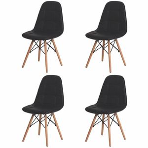 Conjunto 4 Cadeiras Estofadas De Jantar Cozinha Charles Eames Botonê Captonê Preta