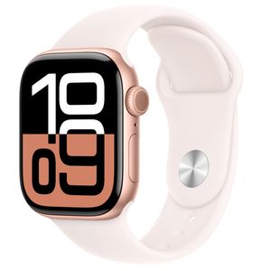 Apple Watch Series 10 (GPS + Cellular 42 mm) Caixa de Alumínio Ouro Rosa, Pulseira Esportiva Blush Clara P/M