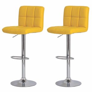 Conjunto 2 Banquetas Altas Estofadas Para Cozinha Balcão Bancada Ilha Giratória Gomos Amarelo