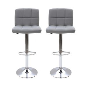 Conjunto 2 Banquetas Altas Estofadas Para Cozinha Balcão Bancada Ilha Giratória Gomos Cinza