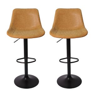 Conjunto 2 Banquetas Altas Estofadas Para Cozinha Balcão Bancada Ilha Giratória Roma Caramelo Vintage