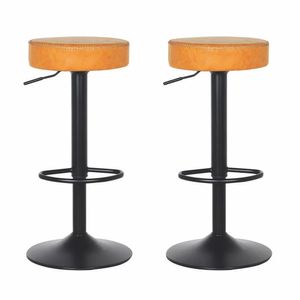 Conjunto 2 Banquetas Altas Estofadas Para Cozinha Balcão Bancada Ilha Giratória Viena Caramelo