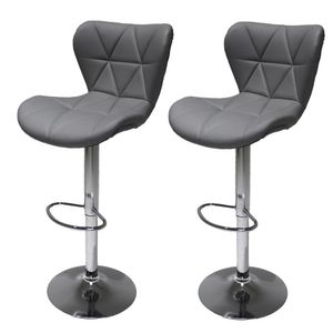 Conjunto 2 Banquetas Altas Estofadas Para Cozinha Balcão Bancada Ilha Giratória Lille Slim Formiga Cinza