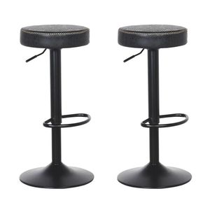 Conjunto 2 Banquetas Altas Estofadas Para Cozinha Balcão Bancada Ilha Giratória Viena Preto