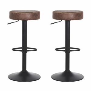 Conjunto 2 Banquetas Altas Estofadas Para Cozinha Balcão Bancada Ilha Giratória Viena Marrom
