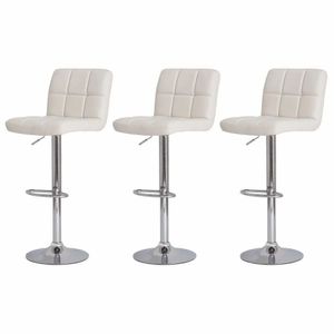 Conjunto 3 Banquetas Altas Estofadas Para Cozinha Balcão Bancada Ilha Giratória Gomos Branco