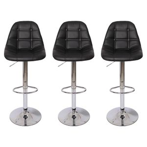 Conjunto 3 Banquetas Altas Estofadas Para Cozinha Balcão Bancada Ilha Giratória Botonê Preta