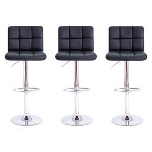 Conjunto 3 Banquetas Altas Estofadas Para Cozinha Balcão Bancada Ilha Giratória Gomos Preto