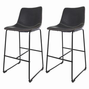 Conjunto 2 Banquetas Altas Estofadas Para Cozinha Americana Bancada Ilha Brusque Munich Preto
