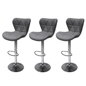 Conjunto 3 Banquetas Altas Estofadas Para Cozinha Balcão Bancada Ilha Giratória Lille Slim Formiga Cinza