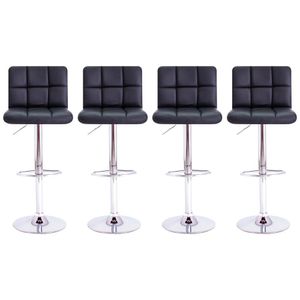 Conjunto 4 Banquetas Altas Estofadas Para Cozinha Balcão Bancada Ilha Giratória Gomos Preto