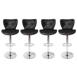 Conjunto 4 Banquetas Altas Estofadas Para Cozinha Balcão Bancada Ilha Giratória Lille Slim Formiga Preto