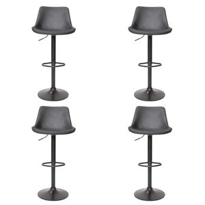 Conjunto 4 Banquetas Altas Estofadas Para Cozinha Balcão Bancada Ilha Giratória Roma Preta