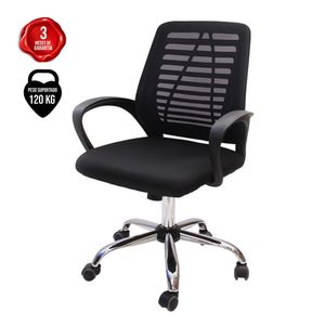 Cadeira De Escritório Diretor Secretária Baixa Simples Barata Ribs Tecido Tela Mesh Preto