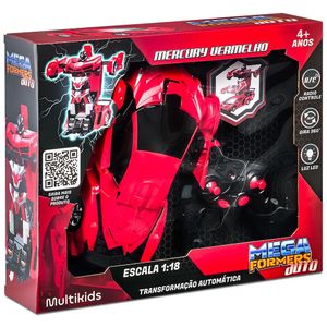 Carrinho Transformável Controle Remoto Megaformers Auto Mercury Vermelho Multikids - BR1649 BR1649