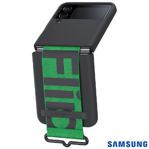Capa Protetora para Galaxy Z Flip 4 com Cinta em Silicone Preto - Samsung - EF-GF721