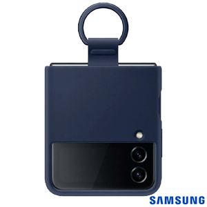 Capa Protetora para Galaxy Z Flip 4 com Argola em Silicone Azul Marinho - Samsung - EF-PF721