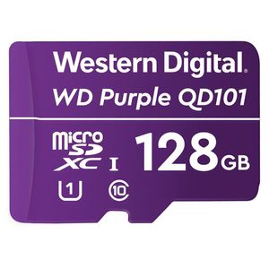 Cartão De Memória Micro-SD 128 GB WD Purpleee Intelbras Durabilidade 5x Maior, Gravação Contínua 24/7
