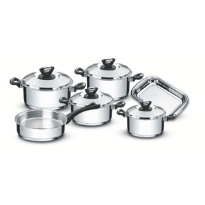 Jogo de Panelas Tramontina Solar Baquelite em Aço Inox Fundo Triplo 6 Peças