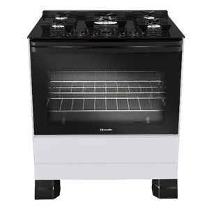 Fogao Mueller 5 Bocas Branco Bivolt Mesa De Vidro e Tripla Chama MFV5BF