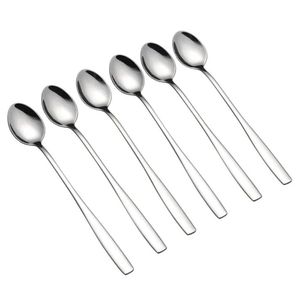 Conjunto 6 Colheres Longas Para Sorvete Drink Sobremesa Luxo