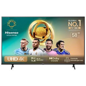 Smart TV Hisense UHD 4K DLED 58" Polegadas 58A6K com Sleep Timer, Entrada HDMI e Wi-Fi