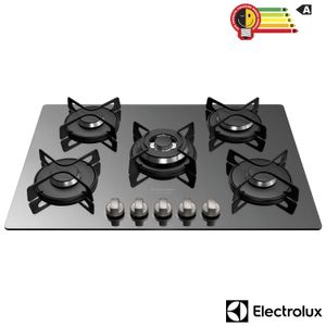 Cooktop a Gás Electrolux Home Pro com Acendimento Superautomático, Tripla Chama, com 05 Bocas em Vidro Espelhado -