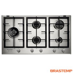 Cooktop 5 Bocas Brastemp Gourmand Inox com Duplachama e Trempe com Ferro Fundido BDK90DR