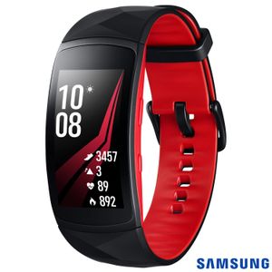 Gear Fit 2 Pro Samsung Preto e Vermelho com 1,5?, Pulseira em Silicone, Bluetooth e 4GB