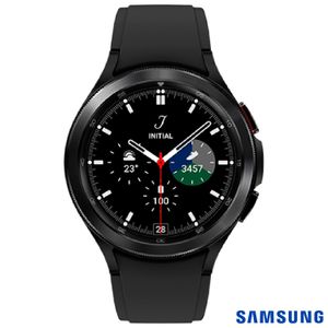 Galaxy Watch4 Classic BT 42mm Samsung Preto com 1,2", Pulseira de FKM, Wi-Fi, Bluetooth e 16GB