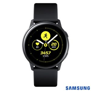 Galaxy Watch Active Samsung Preto com 39,5 mm, Pulseira de Silicone, Bluetooth, NFC e 4GB - SM-R500NZKAZTO