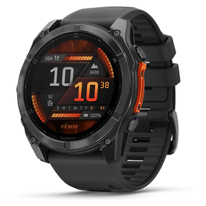 Relógio Garmin Fenix 8X Cinza Ardósia com Tela de 1,4", Pulseira de Silicone e 32GB
