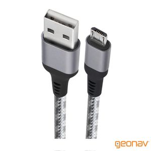 Cabo Micro USB em Nylon Reforçado com 1.5 m Cinza - Geonav - MIC15T