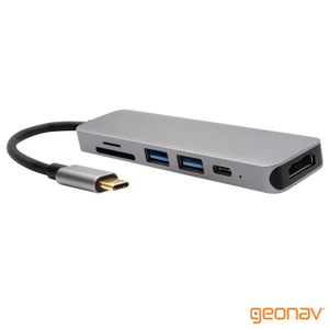 Cabo Adaptador USB-C para USB 3.0, HDMI e Leitor de Cartões Prateado - Geonav - UCA10