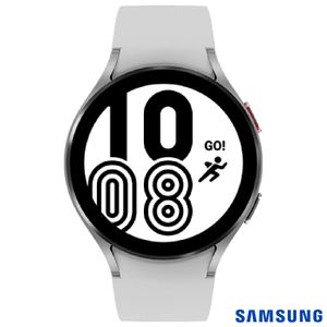 Galaxy Watch4 BT 44 mm Samsung Prata com 1,4", Pulseira de Fluorelastômero, Bluetooth e 16GB