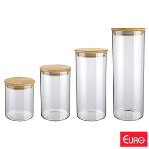 Conjunto de Potes em Vidro Slim Transparente com 04 Peças - Euro