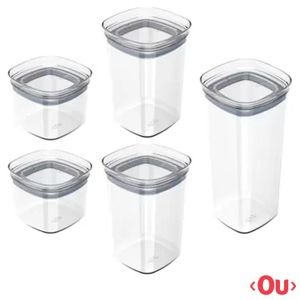 Conjunto de Potes Block em Poliestireno Natural com 05 Peças - OU