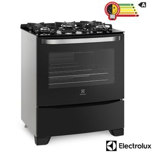 Fogão de Piso Electrolux de 05 Bocas com Mesa de Vidro e Queimadores Tripla Chama Preto - 76GS