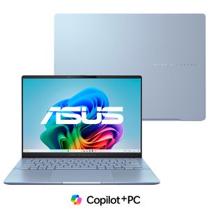 Notebook Asus VivoBook S 14, Core Ultra7 258V, 32GB, 1TB GB SSD, Tela de 14" OLED, Mist Blue - S5406SA-PP097W