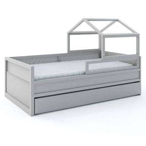 Cama Papaya com Casinha Cinza - Cia do Móvel