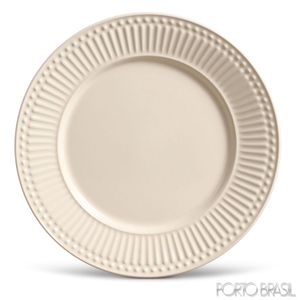 Conjunto de Pratos Raso com 06 Peças em Cerâmica Roma Cru - Porto Brasil