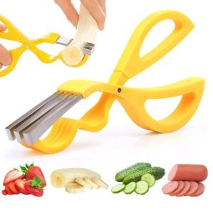 Fatiador Banana Tesoura Multiuso Salsicha Frutas 6 Lâminas