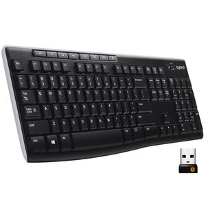 Teclado sem fio Logitech K270 com 8 Teclas Multimídia, Conexão USB, Pilhas Inclusas e Layout ABNT2